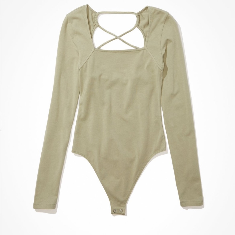 American Eagle Long Sleeve Criss Cross Bodysuit